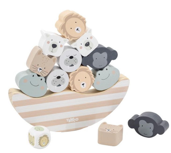 GEZELSCHAPSSPEL, Wooden balance game jungle, bruin/multikleur, uni, hout, +activities, vanaf 18 maanden