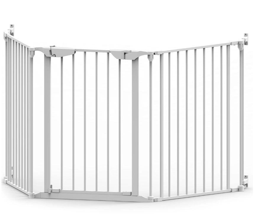 Noma | Veiligheidshek 3-Panel Gate White Metaal met Drempel Deurhek Incl. Muurbevestiging Breedte Basismodel 197,5cm
