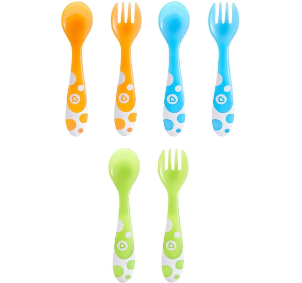 Munchkin | Lepel/Vork Multi Coloured Forks & Spoons All over Stippen 6-pack