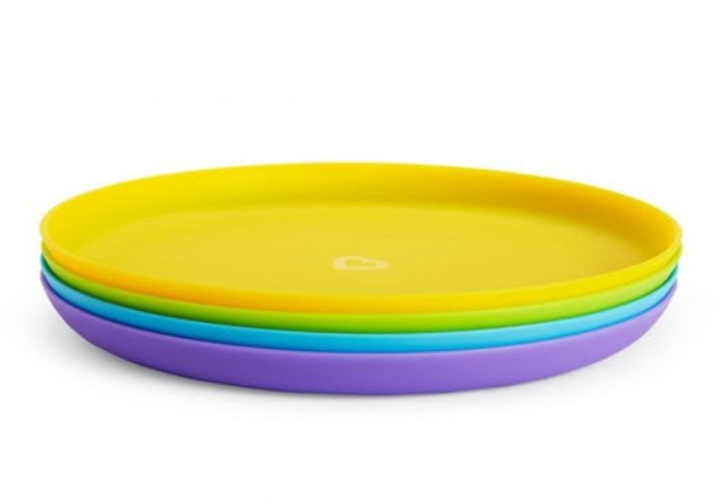 Munchkin | Plat Bord Multi Coloured Feeding Plates Rond Geel/Groen/Blauw/Paars Kunststof 4-pack