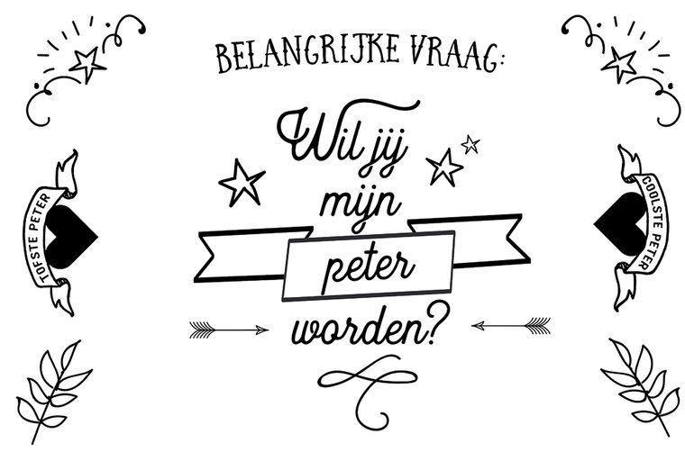 Minimou | Plaktattoo "Wil je mijn Peter worden" Zwart 2-pack