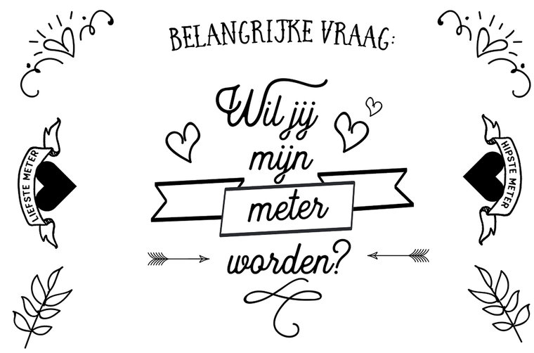 Minimou | Plaktattoo "Wil je mijn Meter worden? Zwart 2-pack