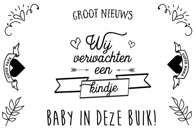 Minimou | Plaktattoo "We verwachten een kindje" Zwart 2-pack