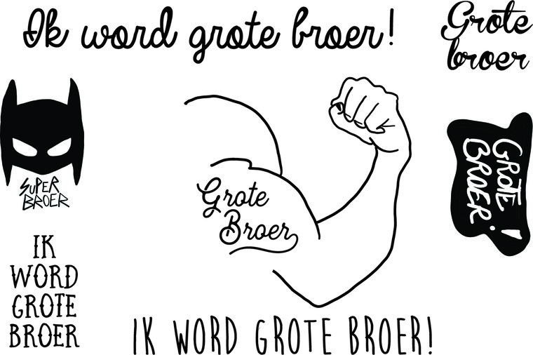 Minimou | Plaktattoo "Ik word grote broer" Zwart 2-pack