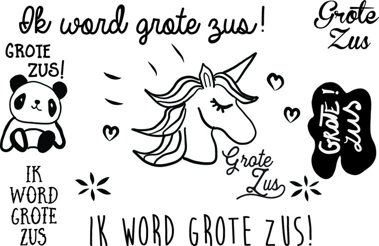 Minimou | Plaktattoo "Ik word grote zus" Zwart 2-pack