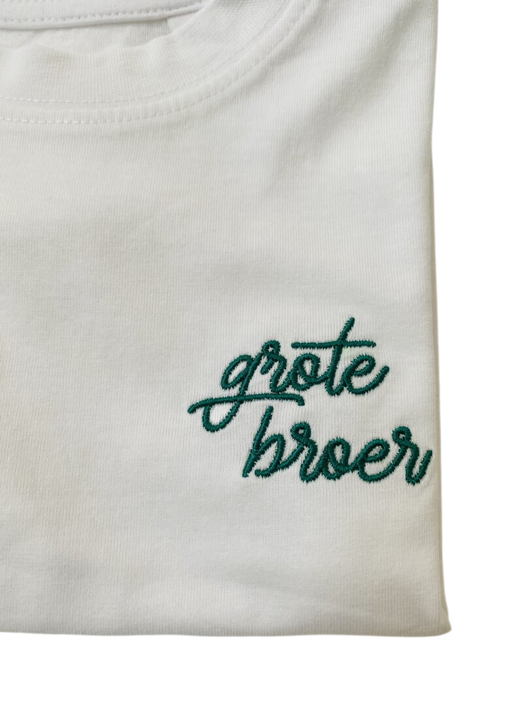 Minimou | T-shirt "Grote Broer" White/Green M92/98