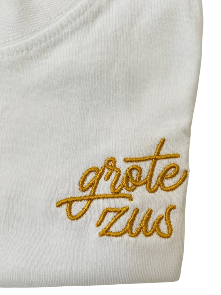 Minimou | T-shirt "Grote Zus" White/Gold M92/98