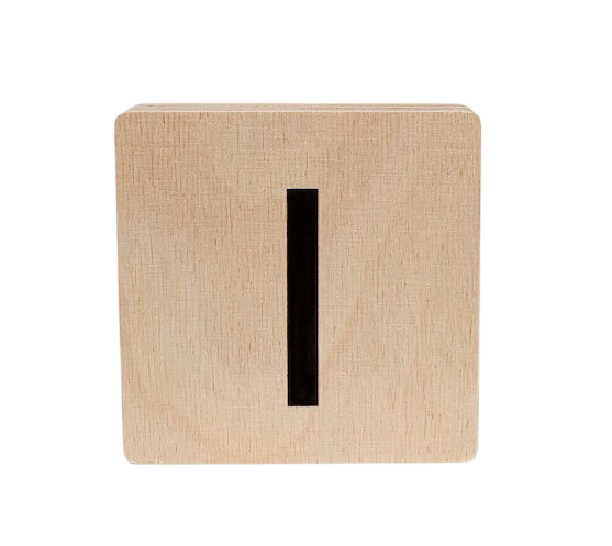 HOUTEN LETTER, I, zwart/bruin, letter I, hout, vierkant, B: 1.8 cm, H: 10 cm, L: 10 cm, decoratie