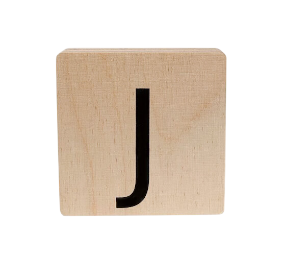 Minimou | Letter J Hout 10x10cm