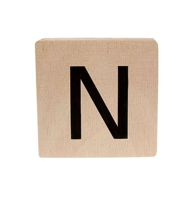 HOUTEN LETTER, N, zwart/bruin, letter N, hout, vierkant, B: 1.8 cm, H: 10 cm, L: 10 cm, decoratie