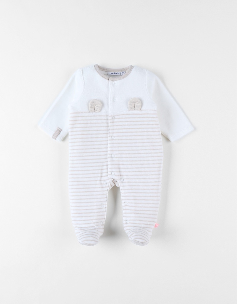 Noukies | Pyjama Velours Sweet Dreams Gestreept Ecru/Greige NOOS M56