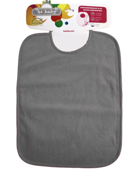 He Baby | Slabbetje Badstof Lintsluiting Donkergrijs 30x40cm