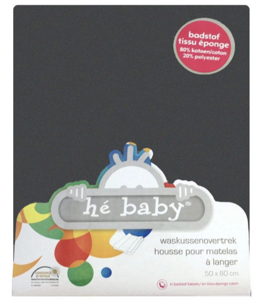 He Baby | Waskussenhoes Badstof Antraciet 50x80cm