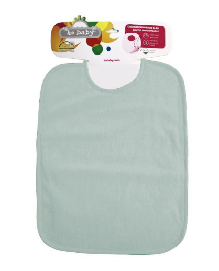 SLABBETJE, mist grey green, groen, uni, linten sluiting, badstof/kunststof, 31x41cm, waterdicht, 1 stuk(s), kleur240