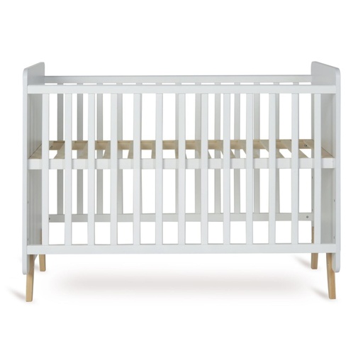 [359339] BED, 60x120, white, Loft, wit/bruin, melamine/massief beuk, babybed, incl bodem