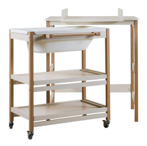 [427743] WASTAFEL (MET BAD), Comfort Smart, clay/ naturel, wit bad, 82x91x55cm,excl mand4xG, 2 open nis, verzorgingstafel