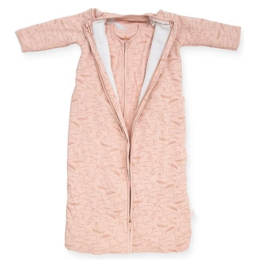 [401792] Jollein | Slaapzak Whales Pale Pink met Mouwen All over Walvis Jersey Klassiek Model 3.0TOG 70cm