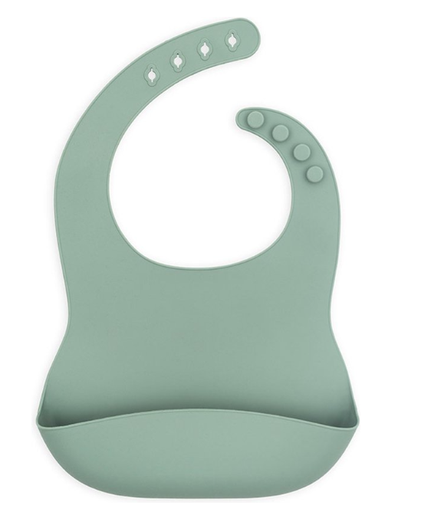 [401832] Jollein | Slabbetje met Kruimelvanger Waterdicht Ash Green Silicone Groen 21x26cm