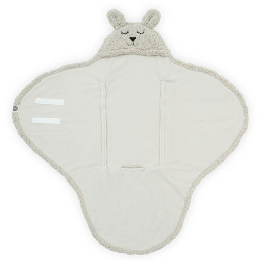 [411175] Jollein | Wikkeldeken Bunny Nougat Teddy/Coral Fleece Gordeluitsparing 100x 105cm Velcro Kap