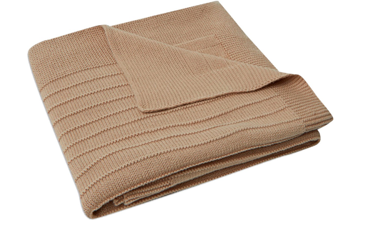[447723] DEKEN, 100x150cm, Pure Knit biscuit, bruin, all over strepen motief/uni, tricot, voor babybed 60x120/70x140, 2022