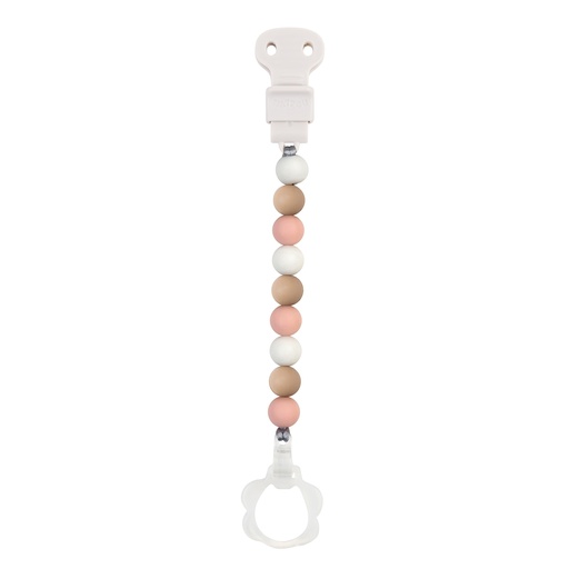 [399685] Nattou | Fopspeenketting Silicone Kralensnoer  Wit/Pink/Beige 