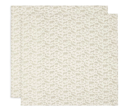 [471204] Jollein | Tetra Doek Animals Olive Green Deken/Wikkeldeken 115x115cm 2-pack