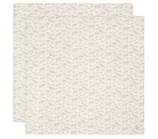 [471206] Jollein | Tetra Doek Animals Nougat Large Ecru115x115cm 2-pack 