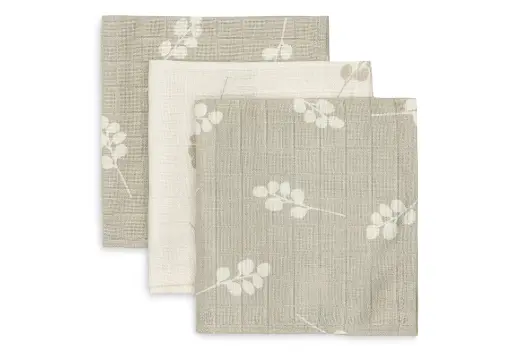 [471249] Jollein | Monddoek Twig Olive Green All over Takjes Tetra 3-pack 31x31cm