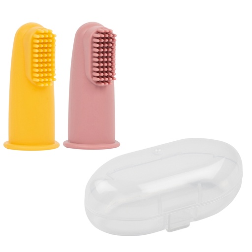 [425698] Nattou | Vingertandenborstel Siliconen Geel/Roze