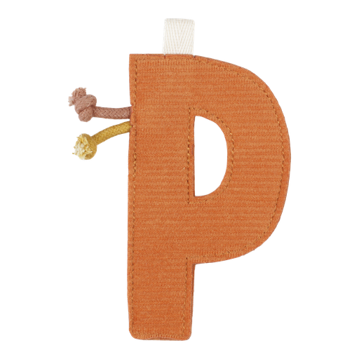 [452422] TEXTIEL LETTER, Letter P, oranje, geribbeld, textiel, L: 10 cm, Vlaggenlijn, decoratie, 2022
