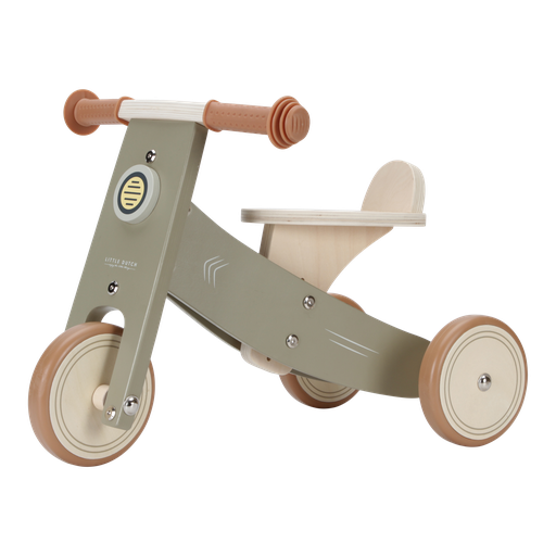 [466087] Little Dutch | Loopfiets Driewieler Olive Hout Groen +12m
