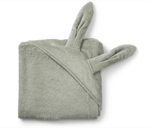 [361920] Elodie | Badcape Bunny Mineral Green Groen Oortjes Badstof/Velours 80x80cm