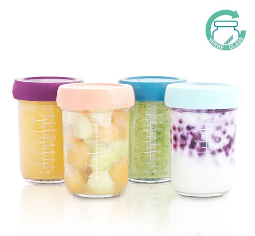 [431736] Babymoov | Bewaarpotjes Glas/Siliconen PP Multikleur 4x220 ml 