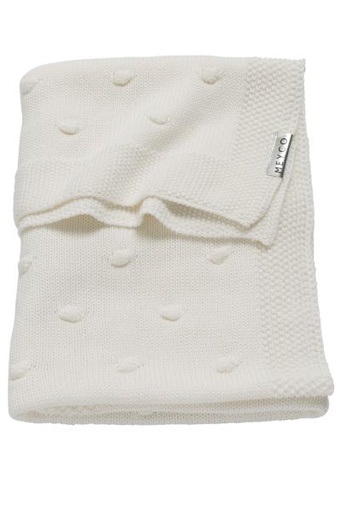 [401135] DEKEN, 100x150cm, TOG 0.8, Knots, off- white, all over 3D noppen/uni, tricot, voor babybed
