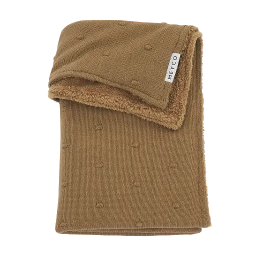 [449878] Meyco | Deken vr Babybed Mini Knots Tricot/ Teddy Toffee 100x150cm