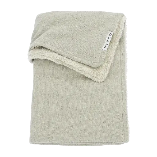 [449891] Meyco | Deken vr Babybed Knit Basic Basic Sand Melange Tricot/Teddy Ecru 100x150cm