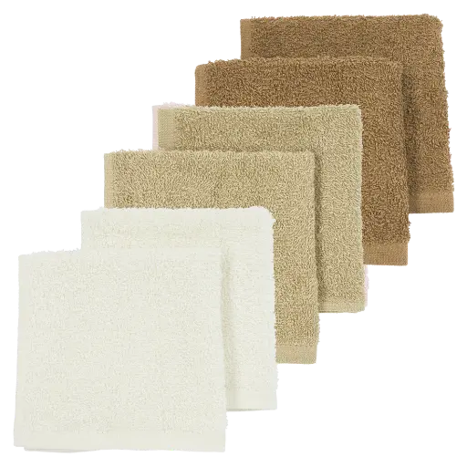 [449927] Meyco | Monddoekje Basic Badstof Offwhite/Sand/Toffee 30x30cm 6-pack