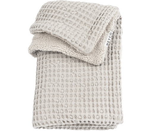 [472491] Meyco | Deken Wafel Teddy Greige Gewafeld Katoen/Teddy Grijs/Ecru 100x150cm