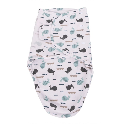 [403315] Bo Jungle | Inbakeren B-Wraps Blue Whale Katoen 0-4M 60cm Small