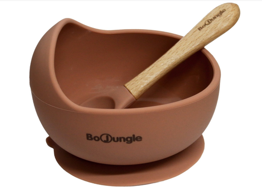 [457754] Bo Jungle | Kom B-Suction Bowl Silicone & Spoon Terracotta