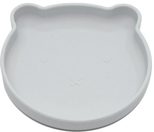 [458062] Bo Jungle | Plat Bord met Zuignap B-Suction Plat Bear Siliconen Grey