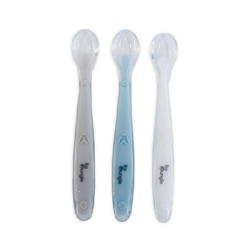 [482873] Bo Jungle | Lepel Soft Spoon Set Siliconen White/Grey/Blue 3-pack