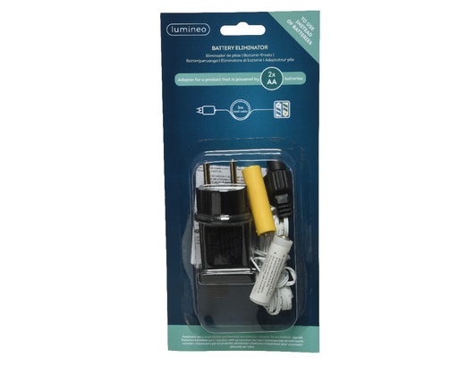 [285949] Lumineo | Verlichting Toebehoren Adapter Batterijvervanger 2xAA Zwart 3m Wit Aanloopsnoer
