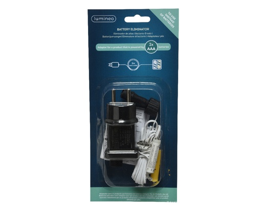 [285955] VERLICHTING TOEBEHOREN, adapter, batterijvervanger 2x AAA, zwart, 3 m wit aanloopsnoer