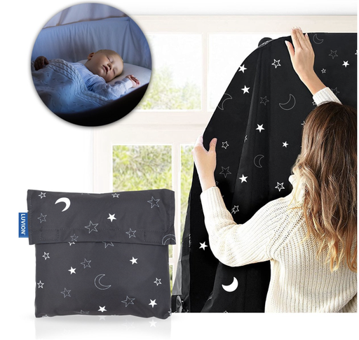 [478359] Luvion | Verduisteringsgordijn Black Out Curtain met Zuignappen Black-Stars 130x200cm