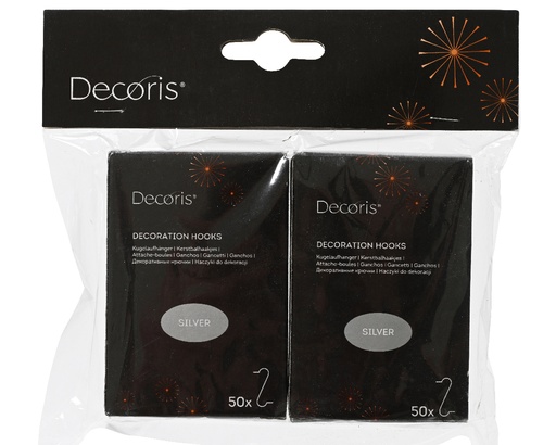 [87267] Kaemingk | Haakjes Ophangertjes Zilver vr Kerstboom 2-pack