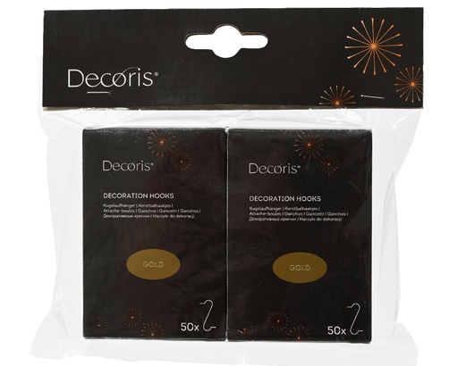 [87268] HAAKJES, ophangertjes, goud, 35 mm, H 0.8 mm, voor kerstboom, per 2 doosjes met 50 stuks, per zakje