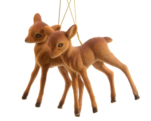 [133096] Kaemingk | Hangfiguur Plastic/Vilt Rendierbaby Bruin 2-pack