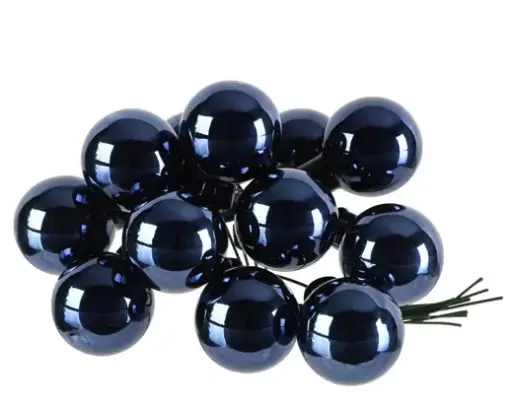 [312053] Decoris | Kerstbal Tros met 12 Glasballetjes Blauw Ø2,5 cm