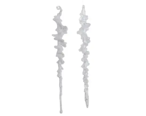 [367329] Decoris | Hangfiguur Ijspegel Glitter Plastic Wit Ø3,5x25cm Assortiment